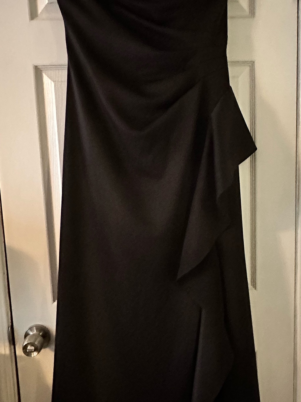 Xscape Black A-Line Skirt With Side Cascade Ruffle